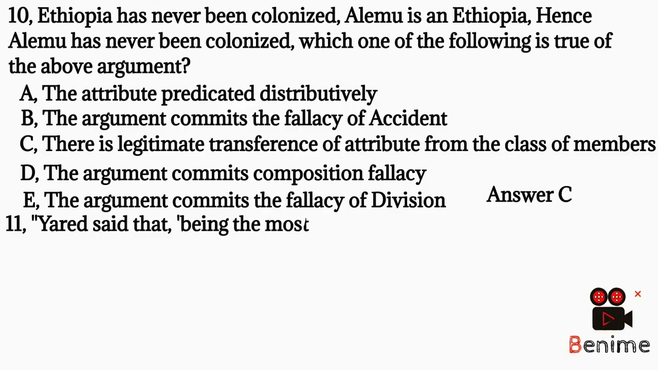 Logic and critical thinking final exam/fallacy final exam - part 2