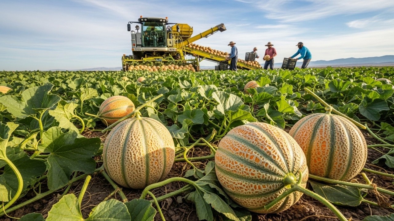 US Cantaloupe Farming Explained  Massive Annual Harvest | Agricultural Secrets
