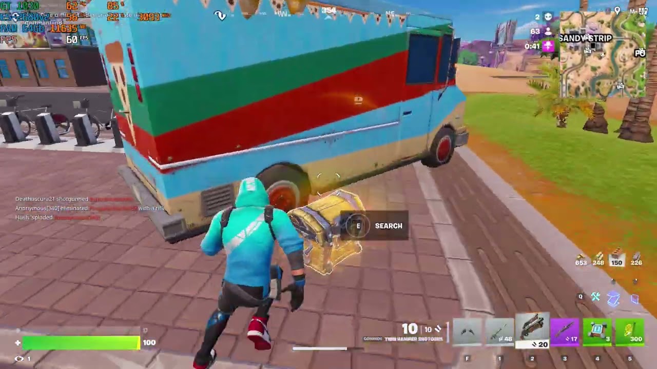E5-2680v2 with GT 1030 Fortnite at 1080p Performance FPS test (low textures) gameplay
