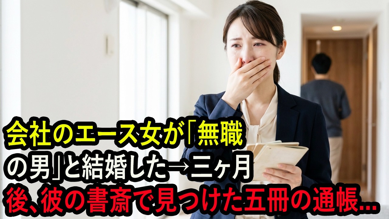 会社のエース女が「無職の男」と結婚した→三ヶ月後、彼の書斎で見つけた五冊の通帳