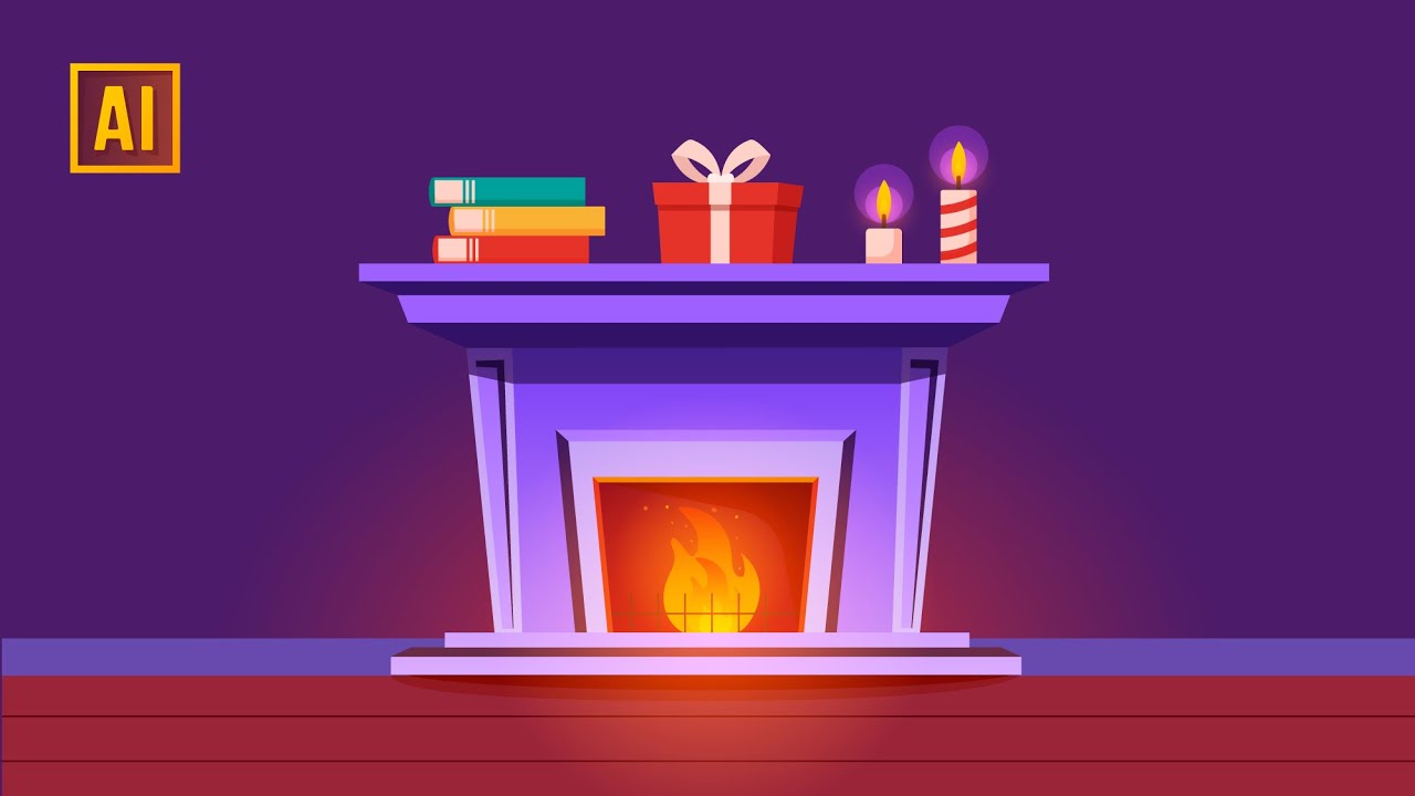 РИСУЕМ ПРАЗДНИЧНЫЙ КАМИН УРОК В ADOBE ILLUSTRATOR