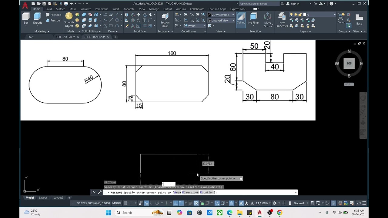 Bài 2 | Bài Tập Thực Hành AutoCAD 2D Cơ Bản Cho Người Mới Bắt Đầu