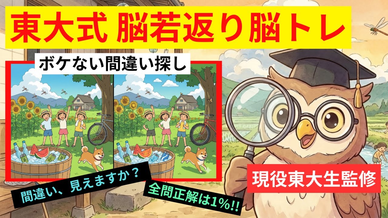 【東大式】3つ見えないと危険!? 懐かしの「昭和の夏」で脳が劇的に若返る間違い探し【認知症予防】
