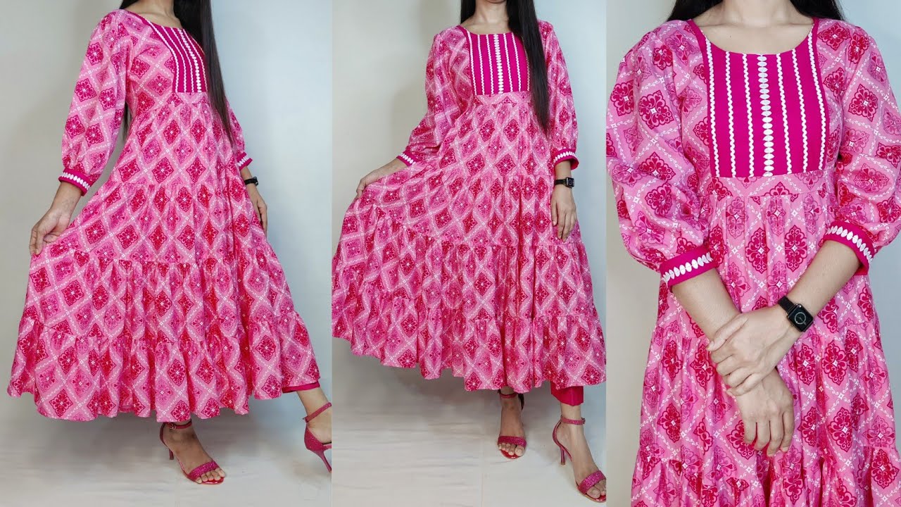 Frill kurti cutting and stitching/Frill/Ruffle frock cutting & stitching/latest kurti neck design