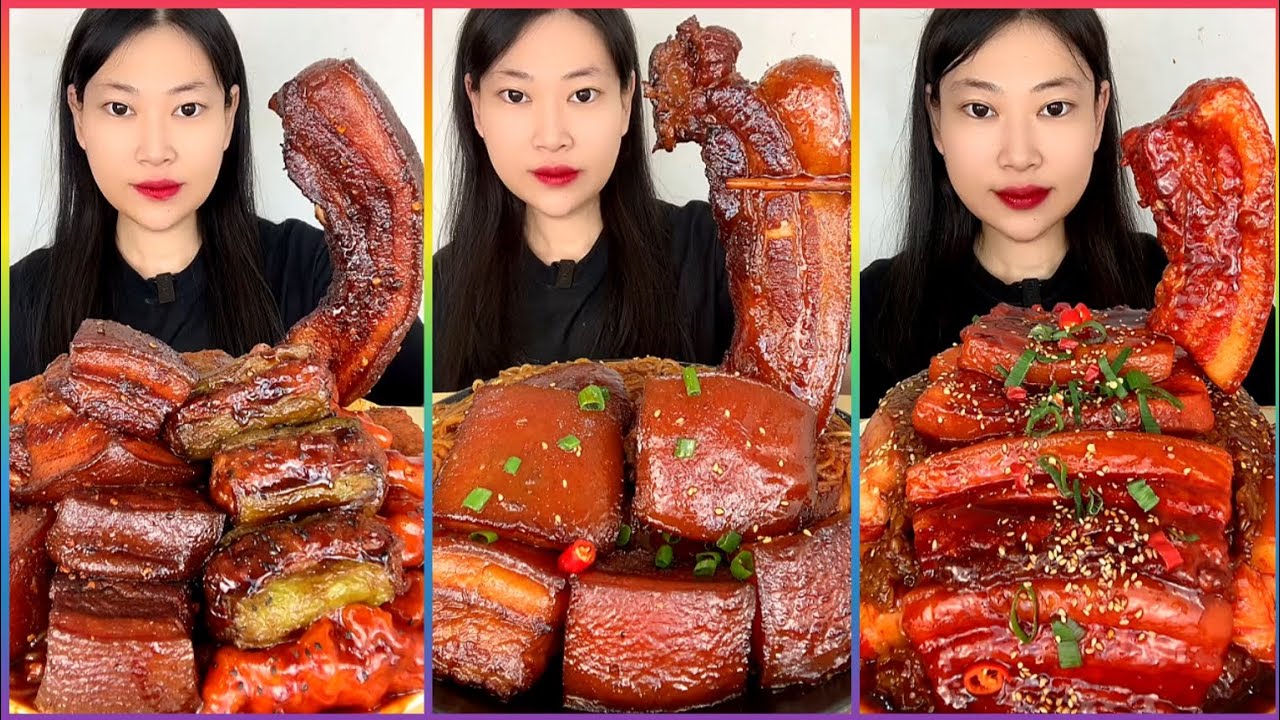 ASMR CHINESE FOOD MUKBANG EATING SHOW | 먹방 ASMR 중국먹방 (Fat Meat, Pork Fat, Pork Belly, 🍜Noodles)