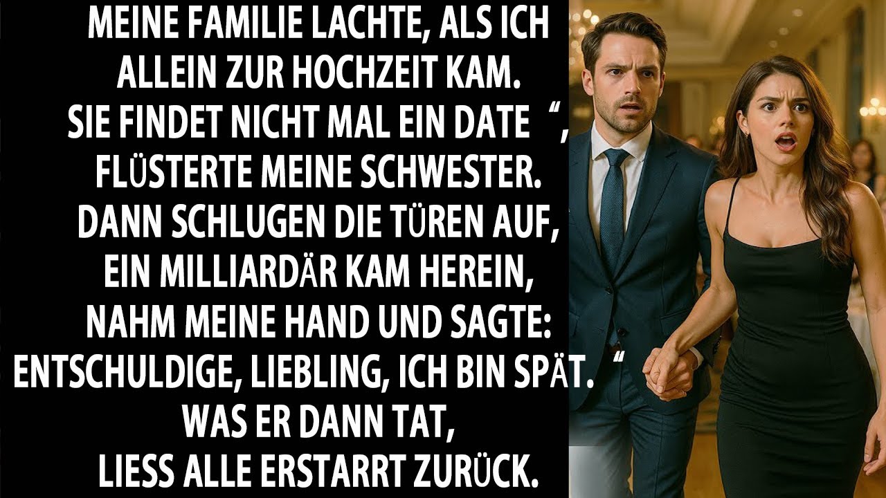 ALLE LACHTEN, ALS ICH ALLEIN ZUR HOCHZEIT KAM – DOCH DANN TRAT EIN MILLIARDÄR EIN UND...