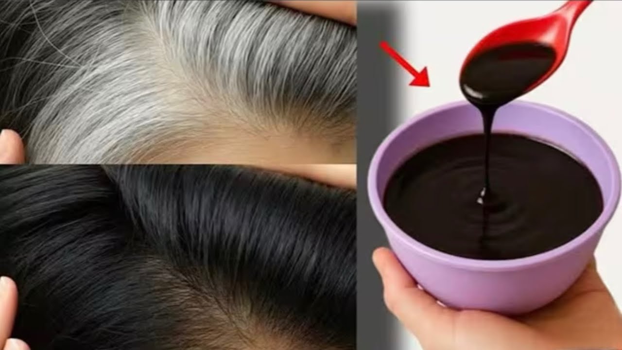 Natural Black Hair Dye🖤 No More White Grey Hair☝️ Get Jet Black Shiny Silky Hair in 5 Minutes😍