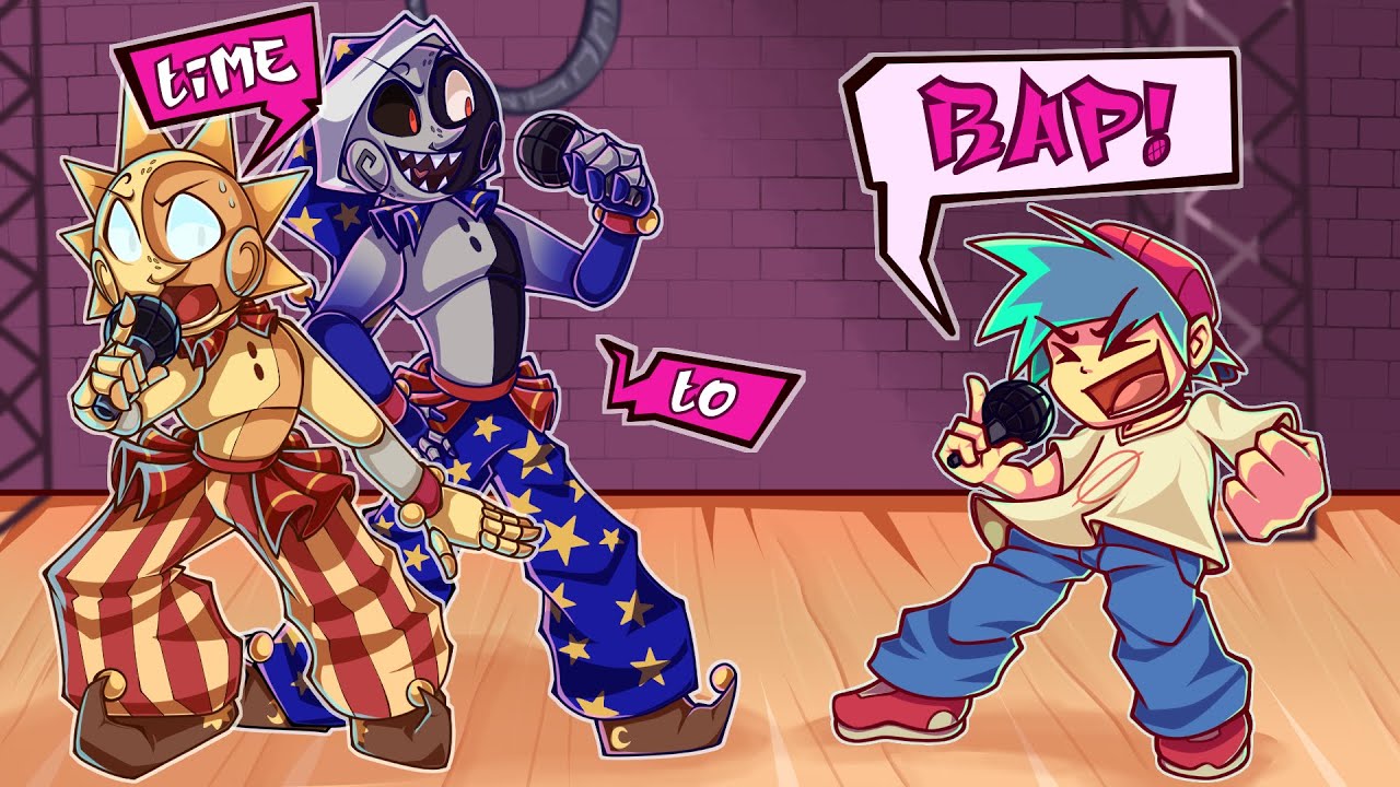 Sun and Moon VS FNF WITH CRAZY LYRICS!!  in FNF Funkadelic