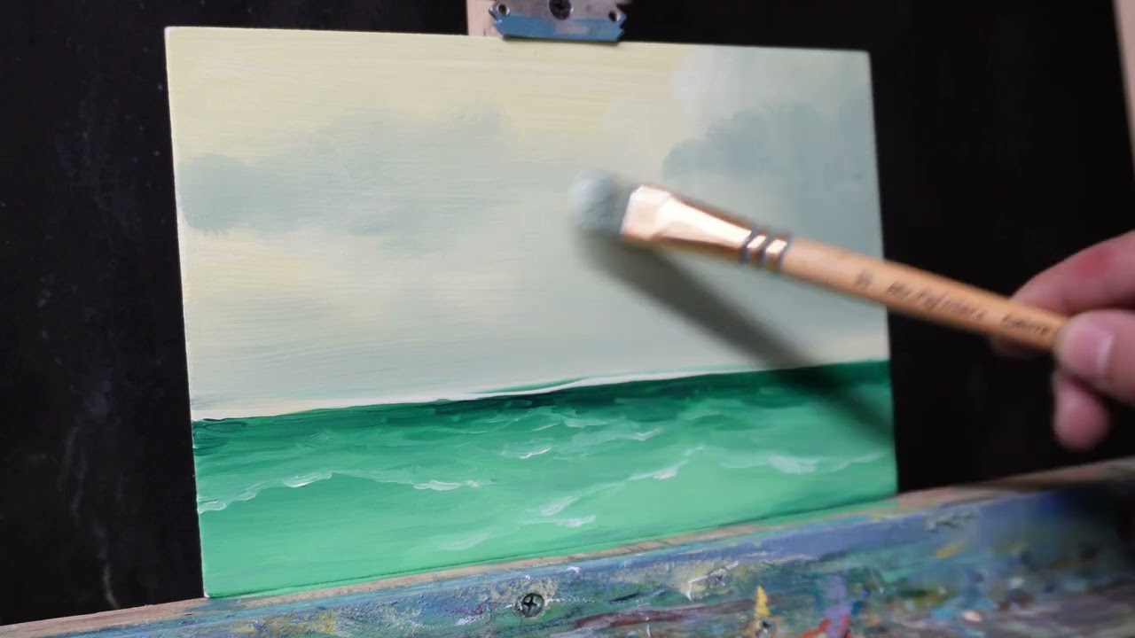 How to draw landscape painting / #3 / Draw waves on the sea / Oil painting / Aren Nalbandyan #art 