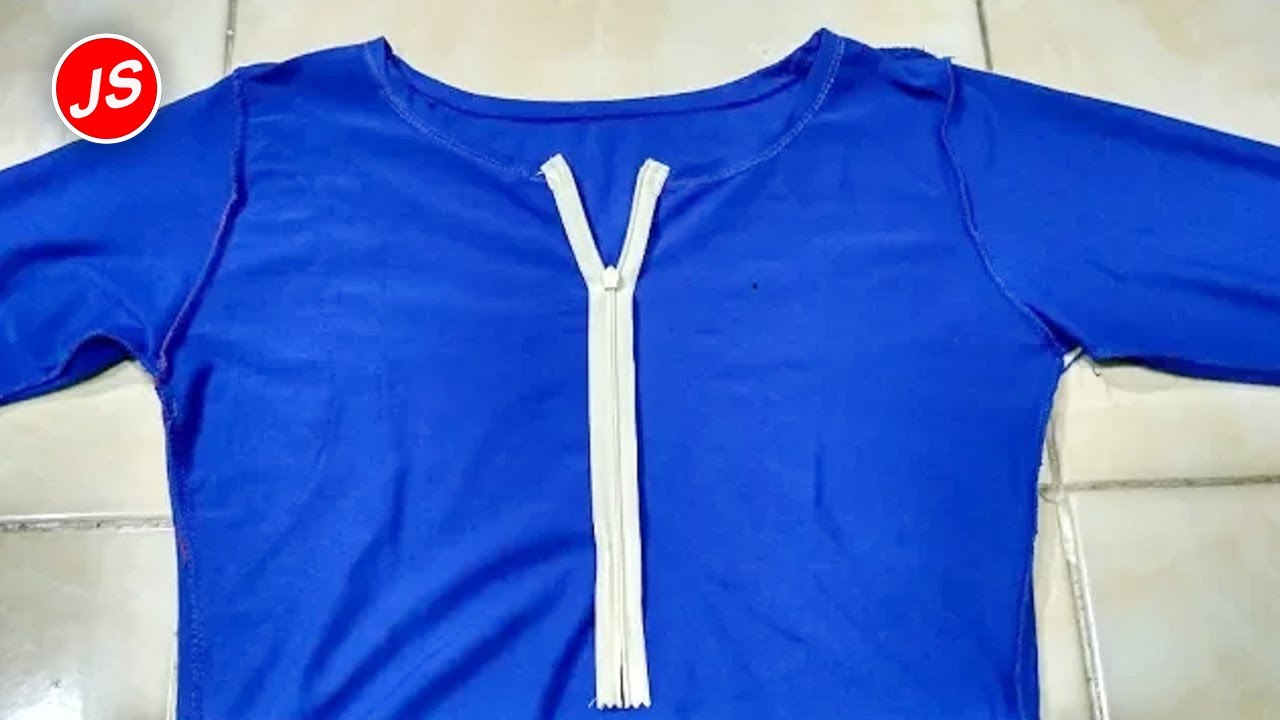 Pasang Resleting Jepang Dengan Cara Dibobok Pada Bagian Depan Gamis atau Baju