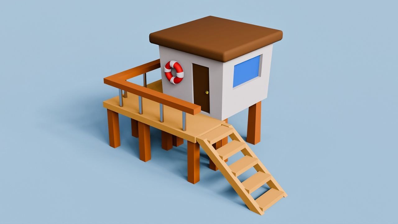 Lifeguard Tower Stylized 3D Modeling Tutorial Made in Blender [ Nyx Blender3D ]
