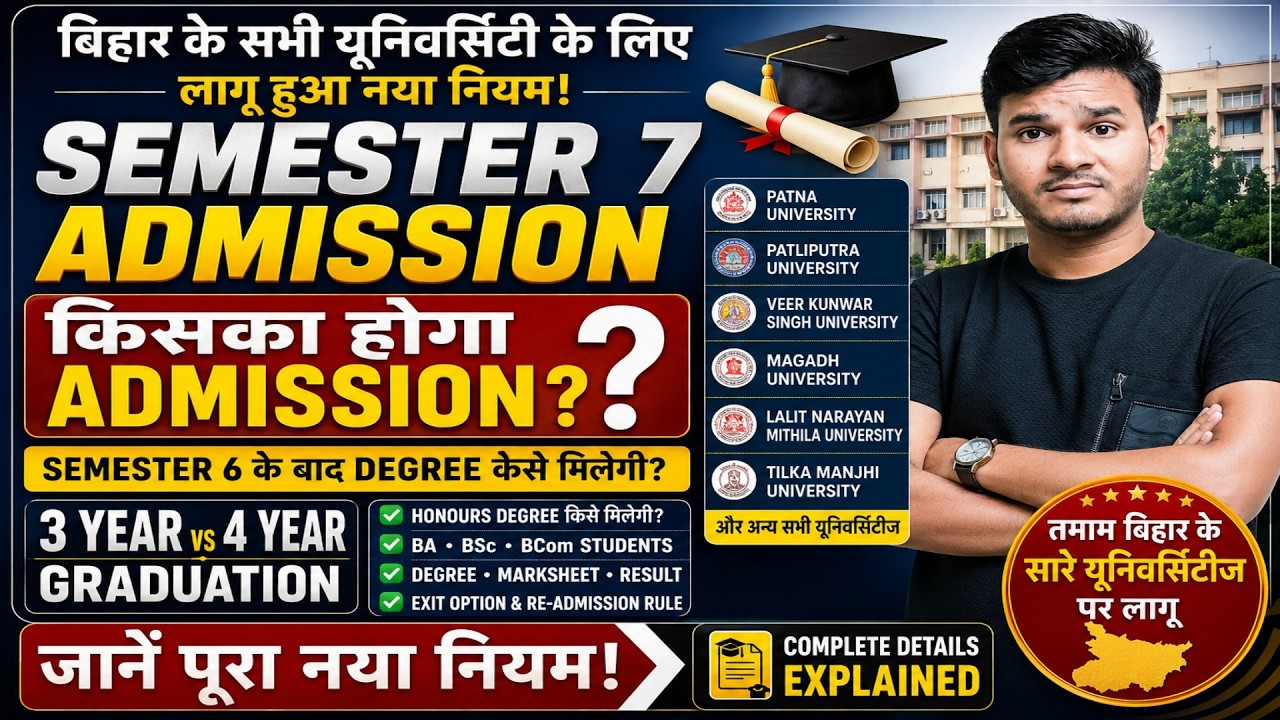 New Semester 7 Admission Rules for All Bihar Universities 😱 | 3-Year Degree or 4-Year Honours?