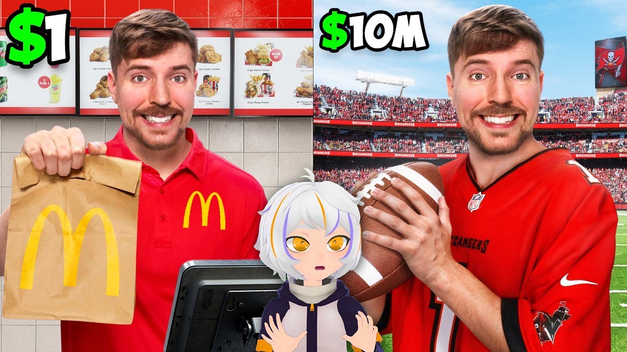 ¡Trabajo de $1 vs Trabajo de $10,000,000! | ChuyMine REACCIONA a MrBeast