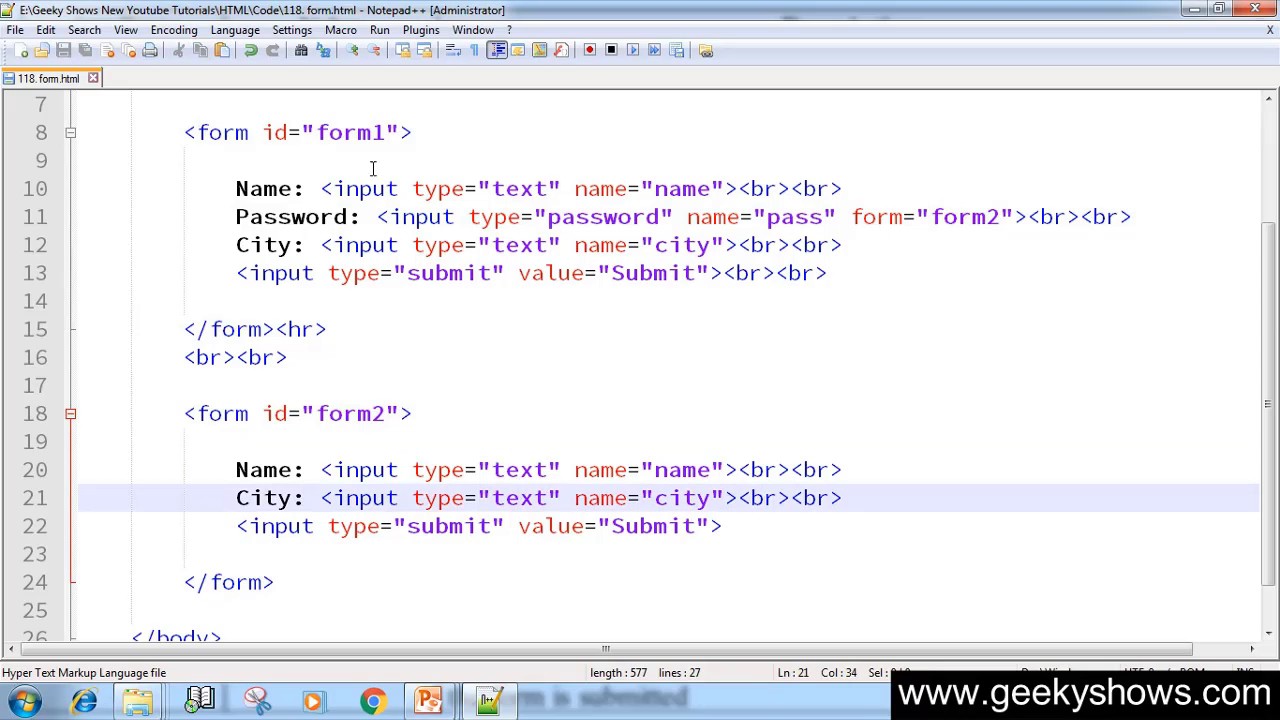 152. form attribute in HTML (Hindi)