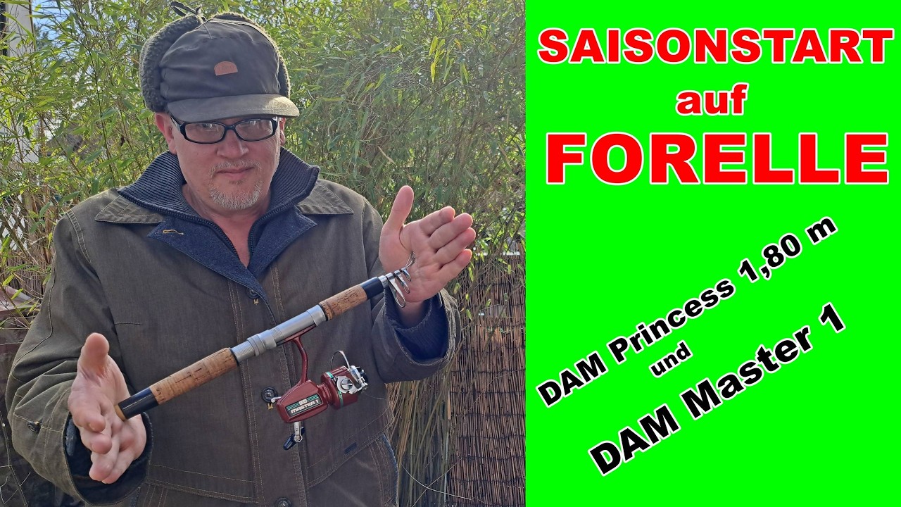 Auf Forelle mit 50 Jahre alter DAM Angel