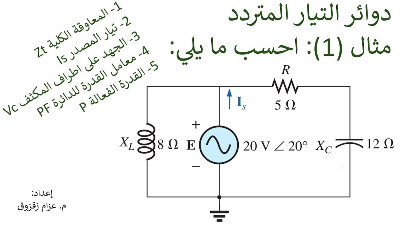 مثال (1) دوائر التيار المتردد - Example (1) AC Circuits