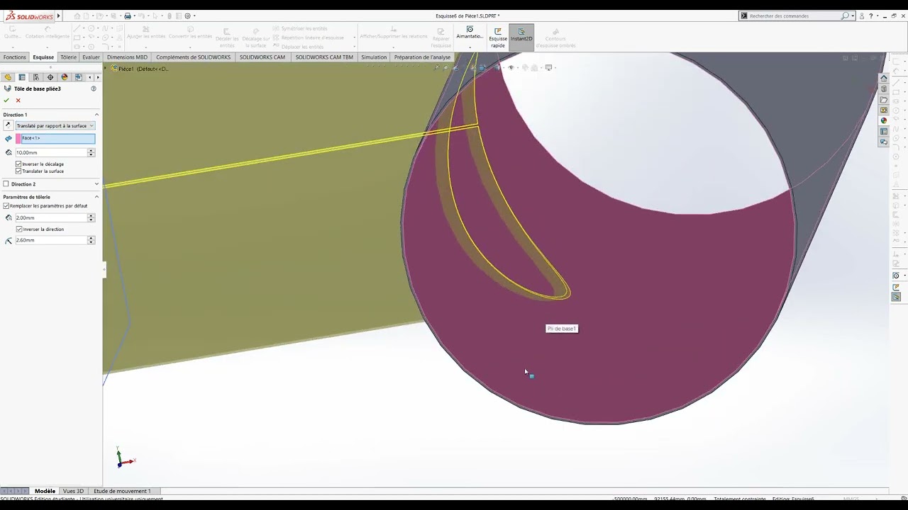 PIQUAGE TOLERIE CAO SOLIDWORKS BTS CRCI