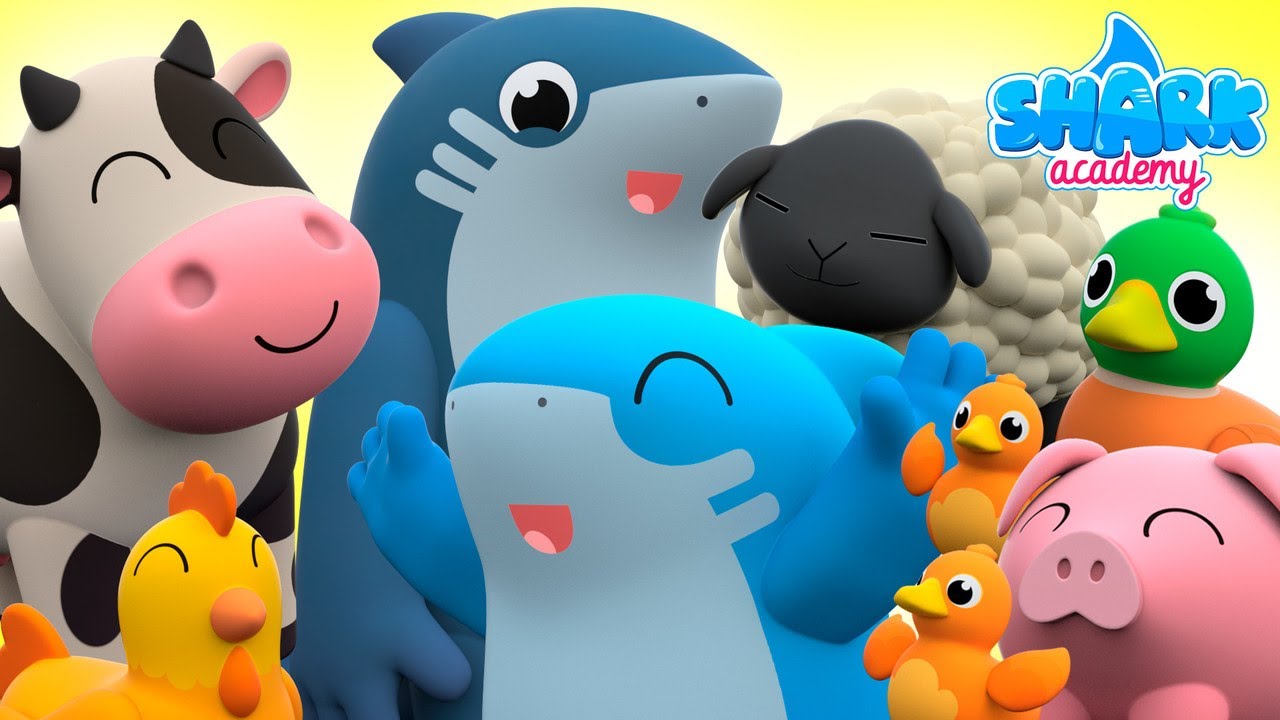 El viejo Mcdonald tenía una granja Versión Baby Shark - Los niños aprenden sobre los animales