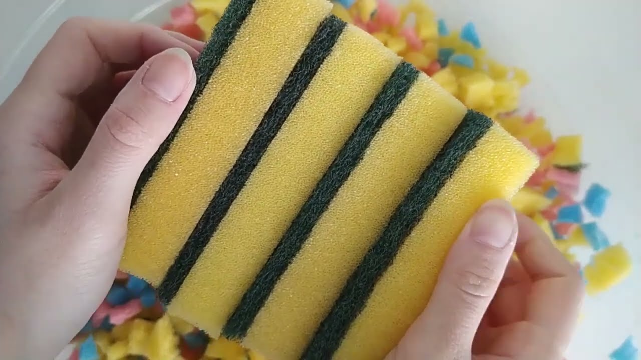 ×4 Classic Kitchen Sponges Dry Ripping / Sponge ASMR