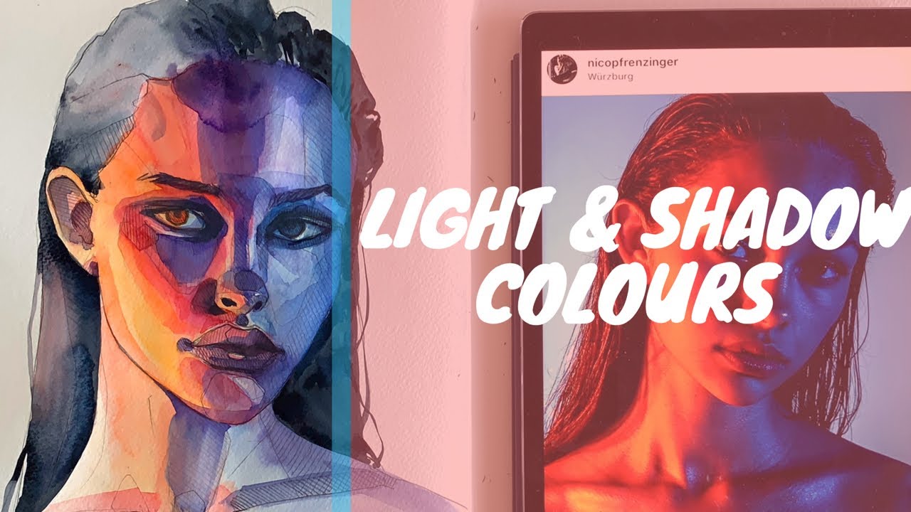 LIGHT & SHADOW COLOURS in a watercolour portrait  | Speed-time process #watercolourportrait