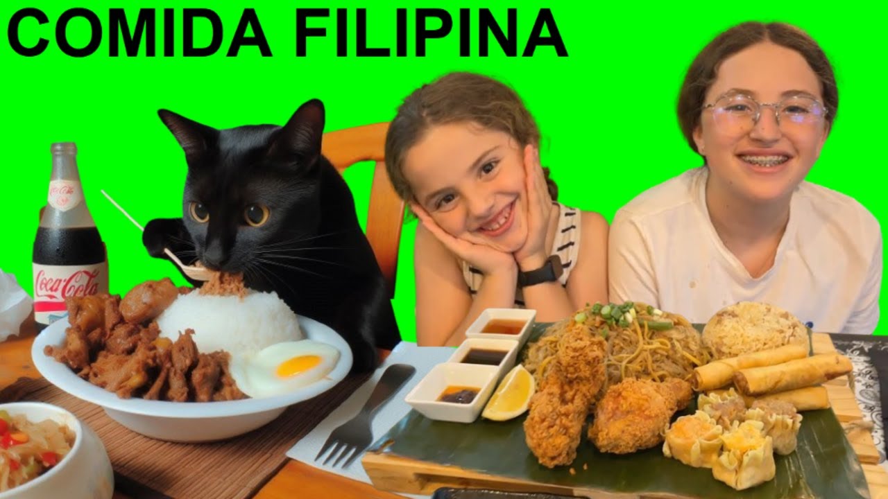 24 HORAS COMIENDO COMIDA PICANTE FILIPINA / Familia de gatos graciosos Luna y Estrella