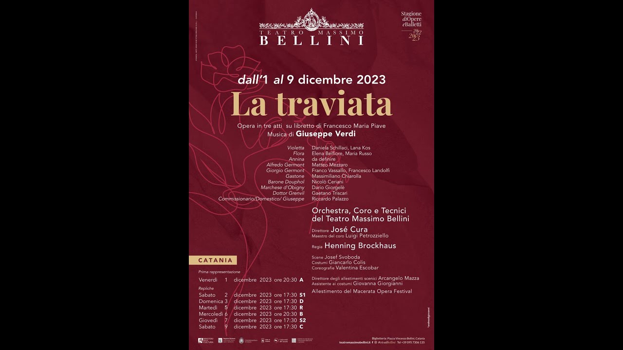 La Traviata Jose Cura, Brockhaus, Svoboda, Colis, Escobar, Schillaci, Misseri, Vassallo Catania 2023