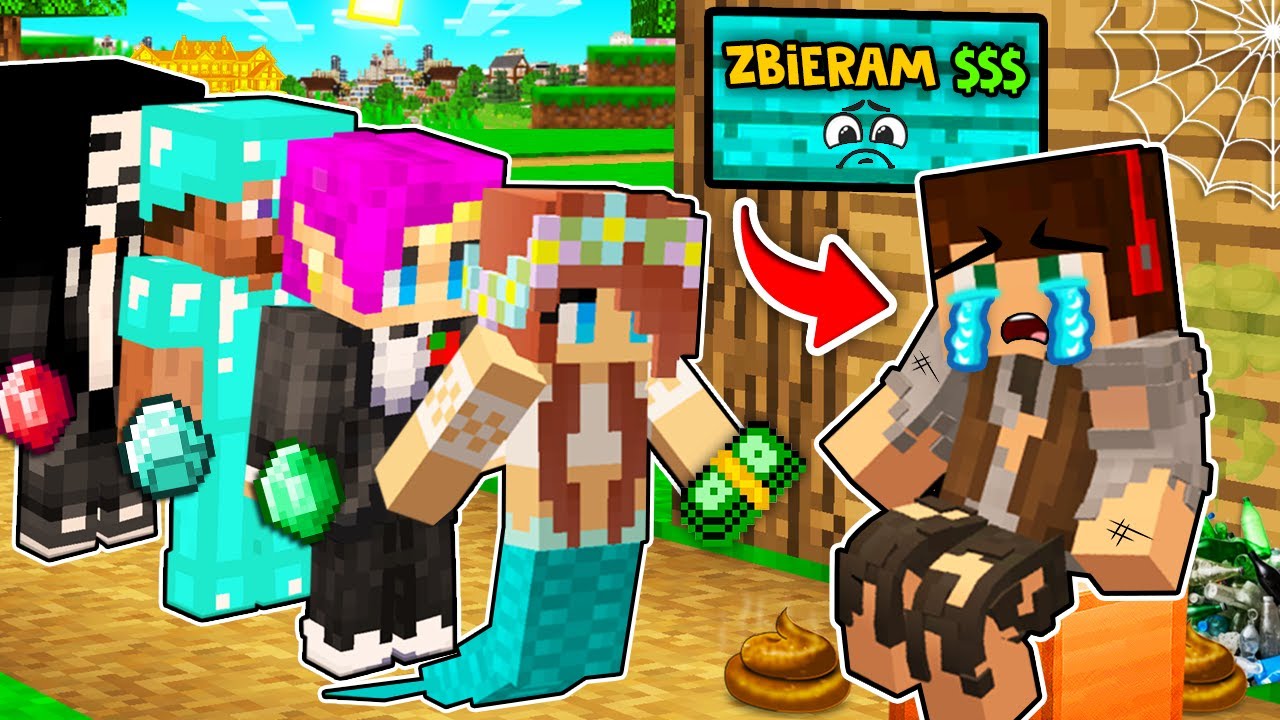 JESTEM BIEDAKIEM I ZBIERAM PIENIĄDZE $$$ W MINECRAFT?! GPLAY & LUMI