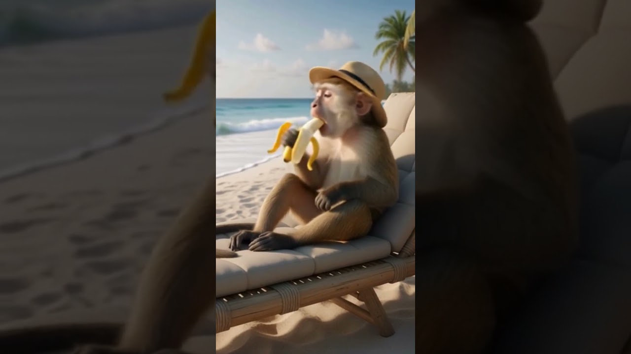Just another day living the beach life 🍌☀️🌴 #VacationVibes #TropicalMood #MonkeyBusiness