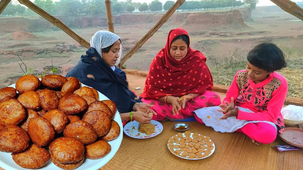 আজ আমি মায়ের কাছে শিখলাম খেজুর গুড়ের আন্দোরসা পিঠা,😲 Andorsha pitha, Aiersa pitha recipe