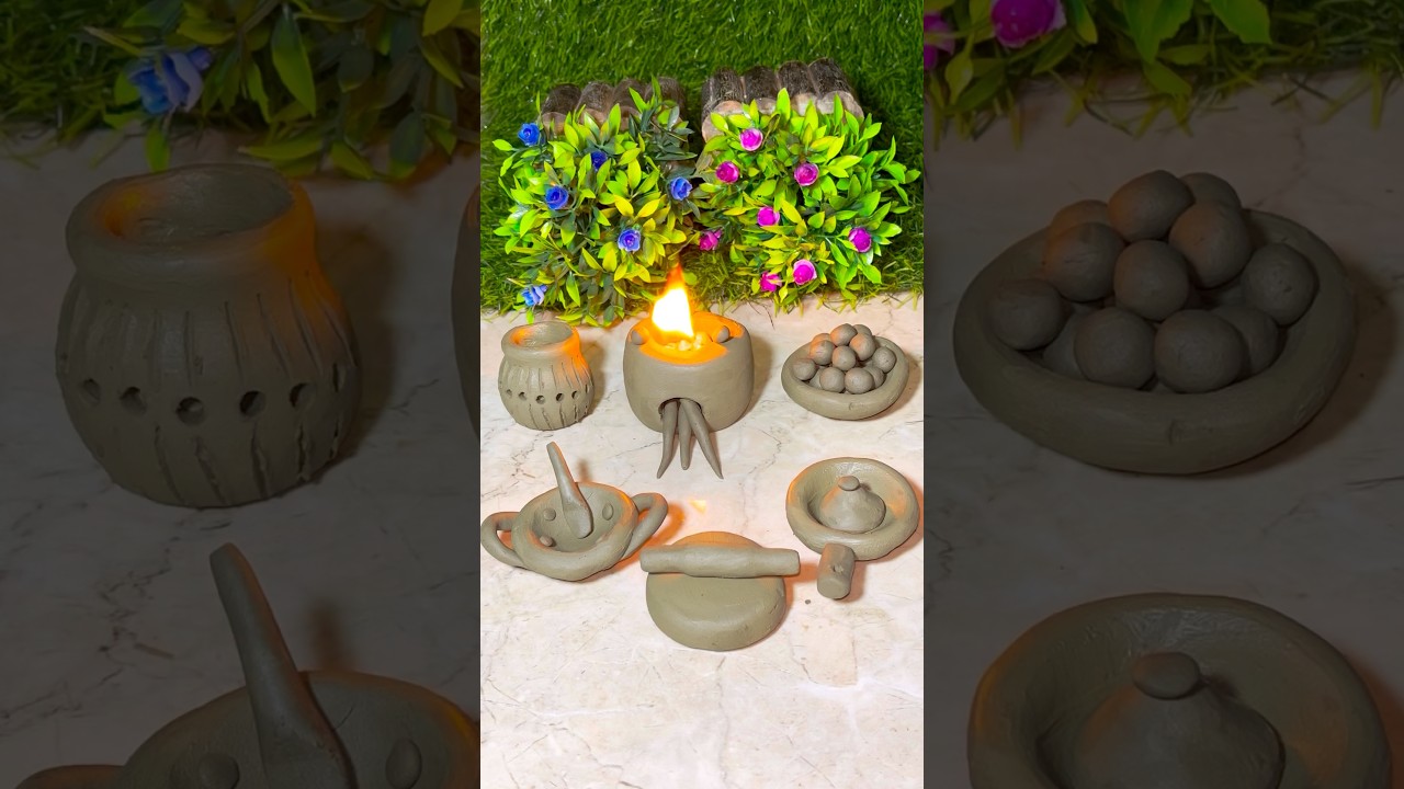 Amazing Handmade Mini Clay Kitchen Set😍 Real Cooking Miniature Pottery Art | Satisfying DIY #shorts