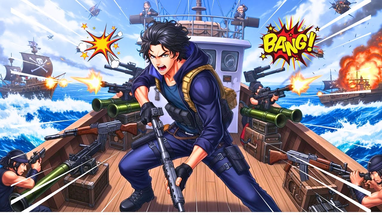 🎀Barco de Pesca virou NAVIO DE GUERRA – derrota PIRATAS e o EXÉRCITO MAIS FORTE | Resumo de Manhwa