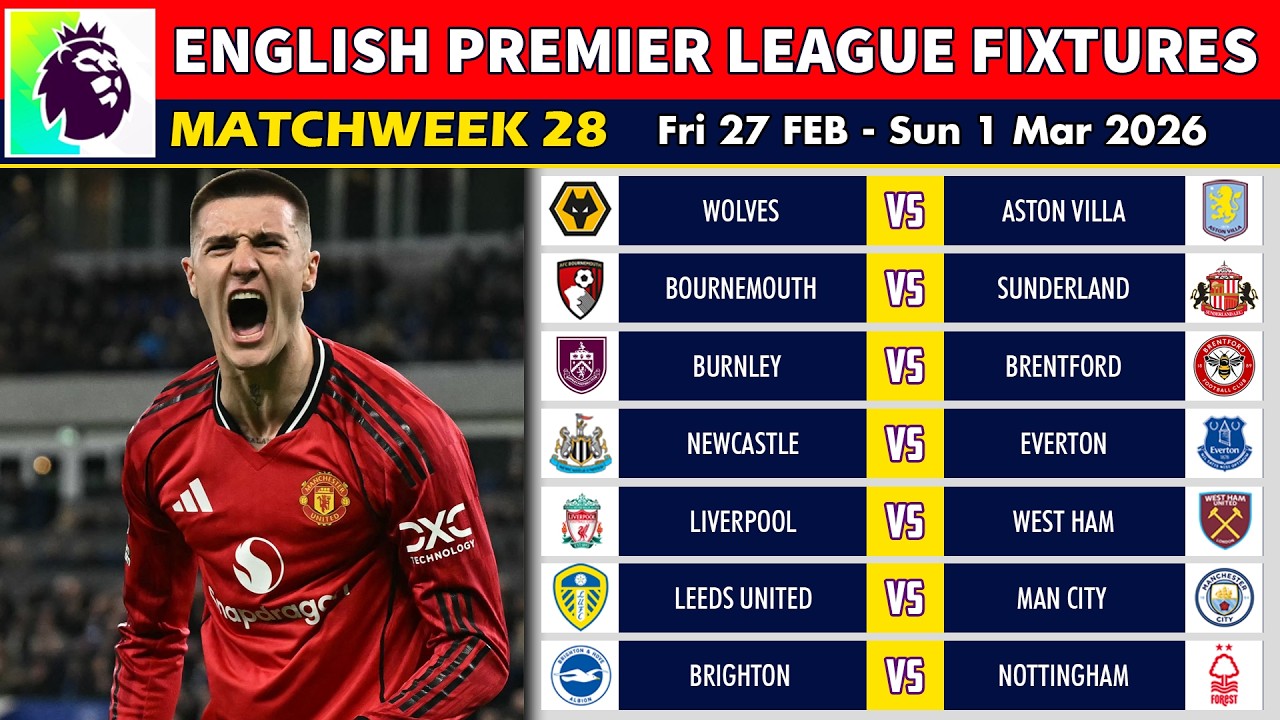 EPL FIXTURES TODAY - Matchweek 28 &bull; EPL Table Standings Today &bull; Premier League Fixtures 2025/26