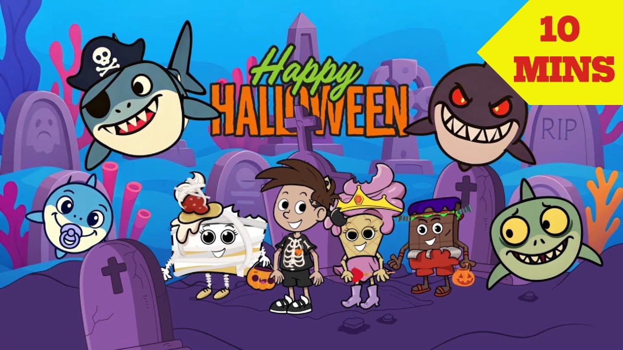 Halloween Wheels on the Bus + Baby Shark| @Dessert Wizards World- Official Channel   Spooky haunted kids rhymes