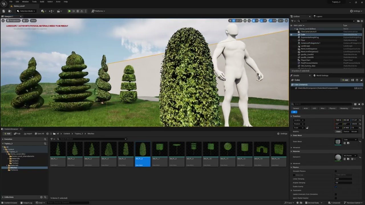 UE5 Topiary 3 Assets ( Editor )