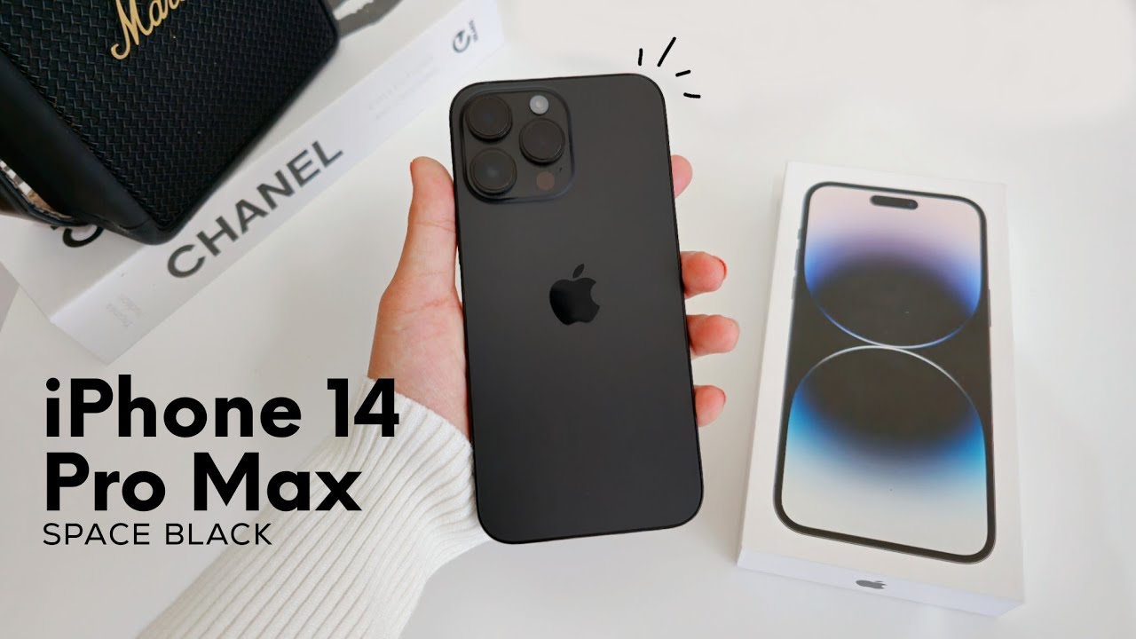 iPhone 14 Pro Max Space Black aesthetic unboxing 🧸  asmr +  cute phone cases ✨️