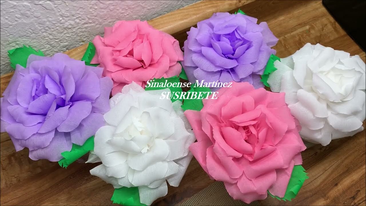 ROSAS ELABORADAS CON PAPEL CREPÉ. FACIL.