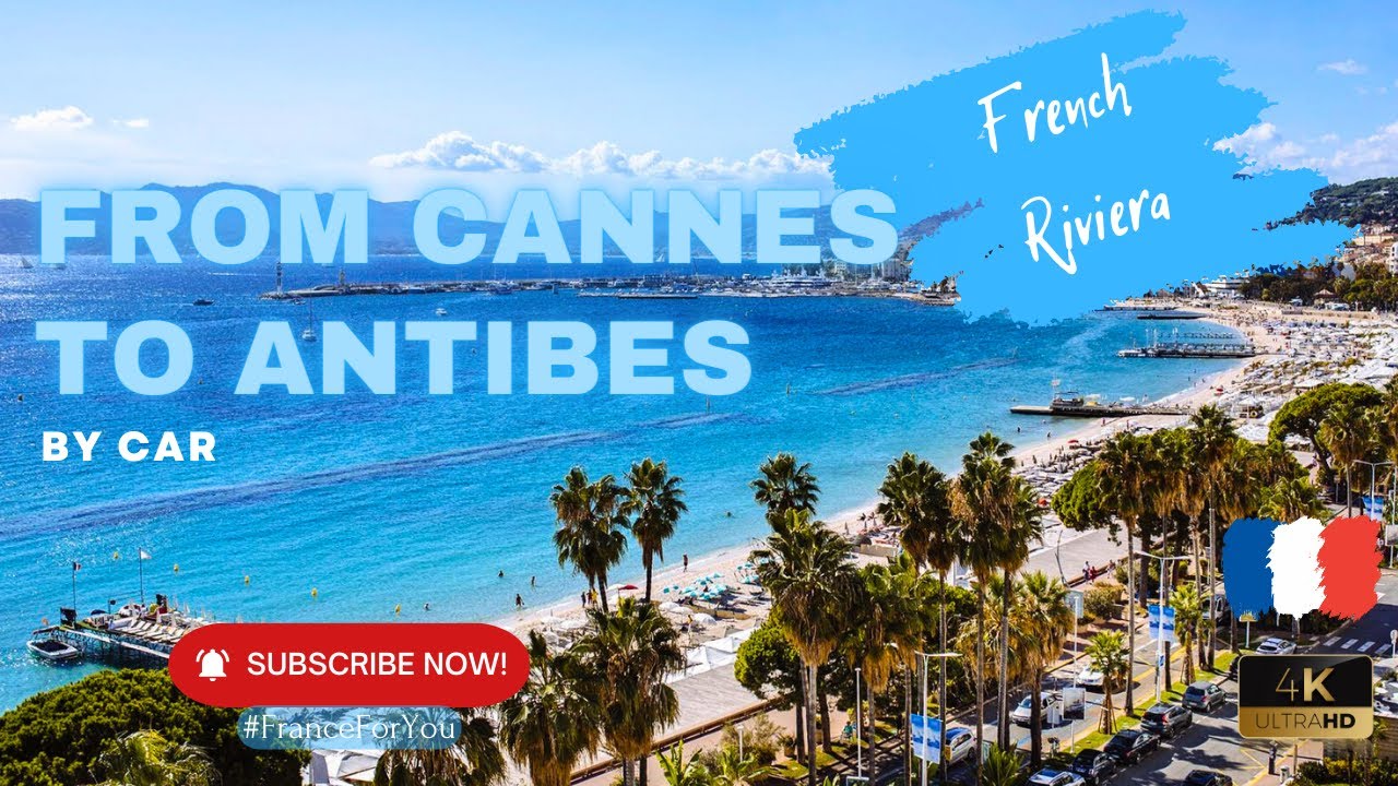 French Riviera: Scenic road from Cannes to Antibes along the sea by car