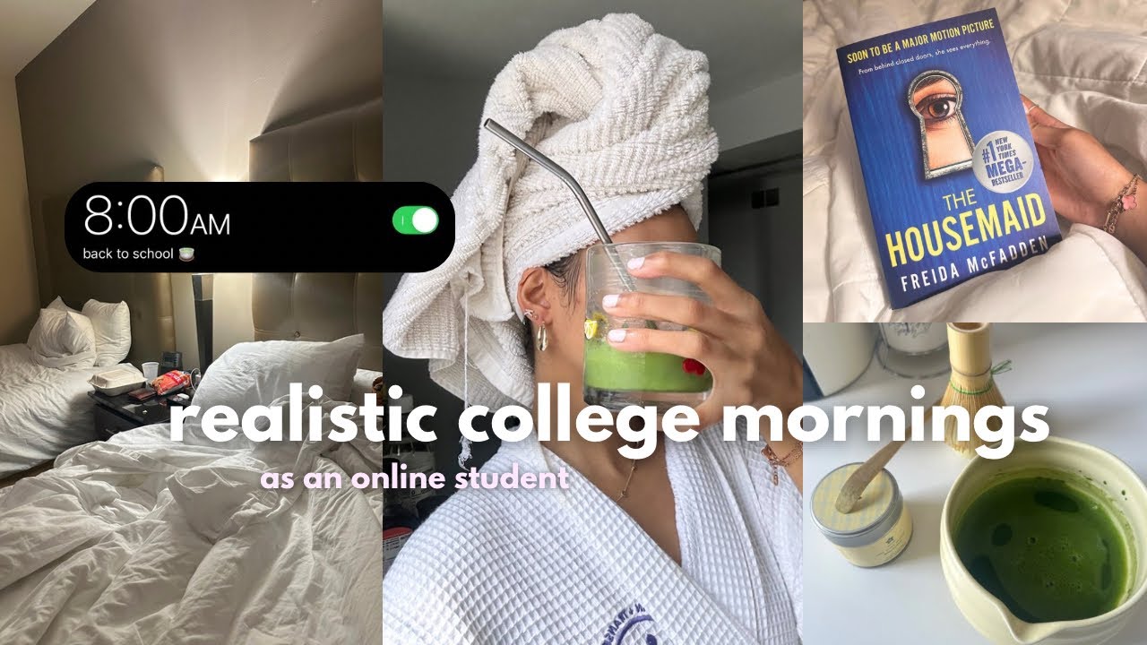 8am college mornings as an online student 📚 (realistic & productive) 