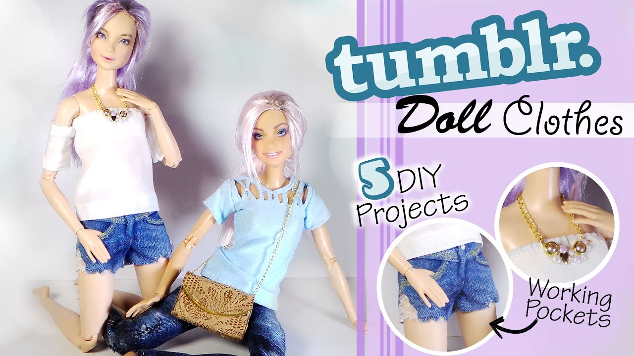 Tumblr Inspired Doll/Barbie Clothes (5 Projects) // DIY Dolls/Dollhouse