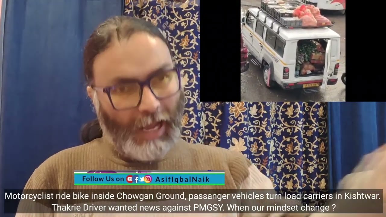 Motorcyclist ride bike inside Chowgan Ground, passanger vehicles turn load carriers in Kishtwar.