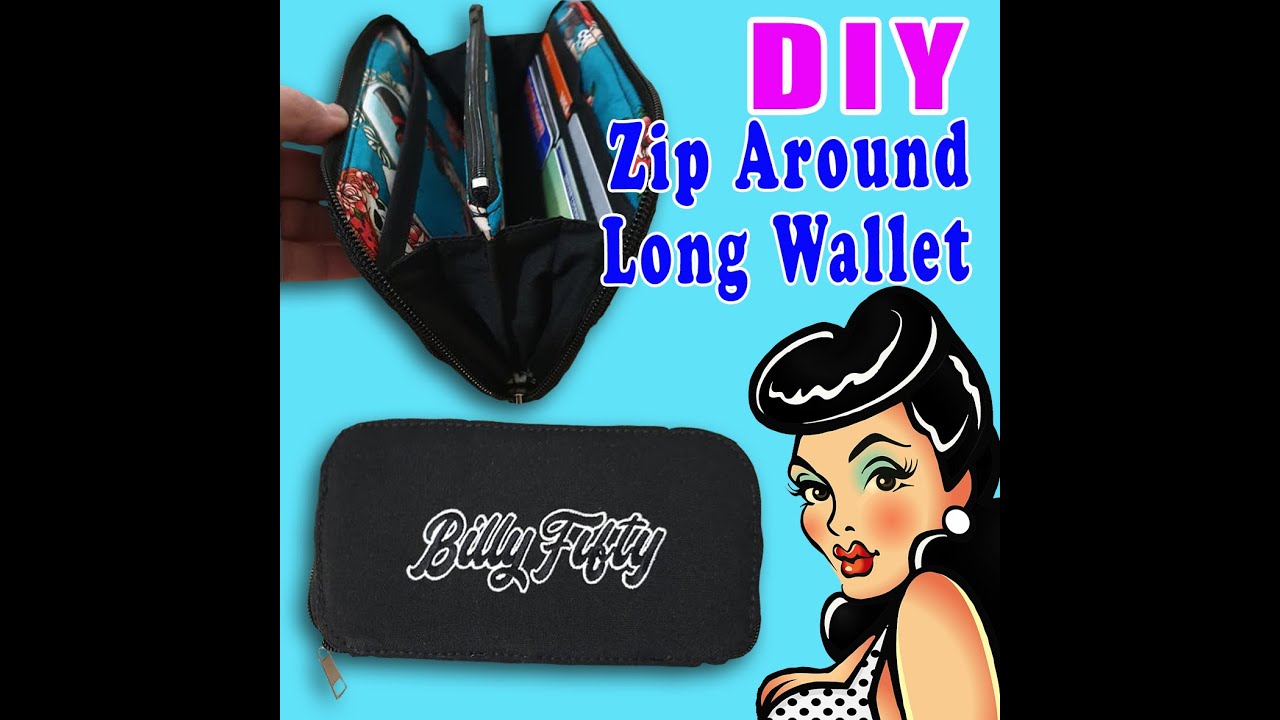 Zip around long wallet - EASY DIY TUTORIAL no glue, no hand stitching