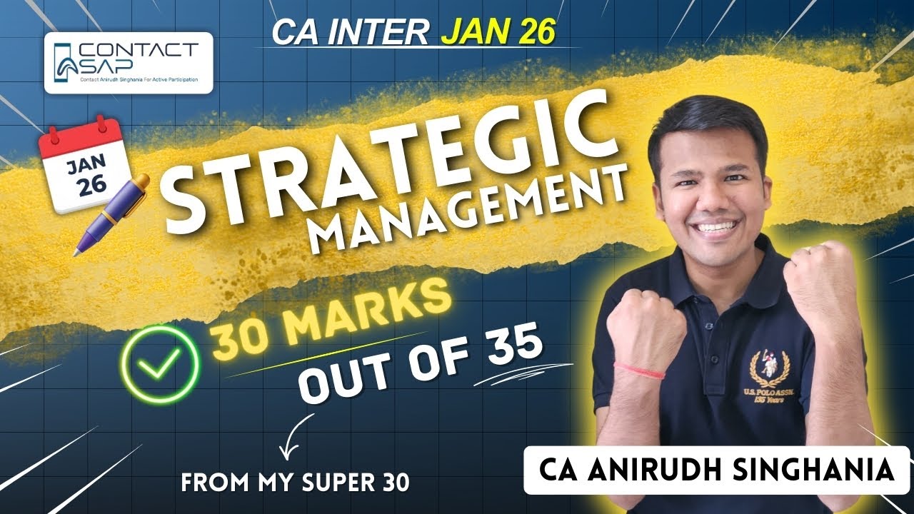 I Predicted CA Inter SM Jan 26 Paper? | 30/35 marks from my Super 30 | SM Paper EXPOSED | CA Anirudh