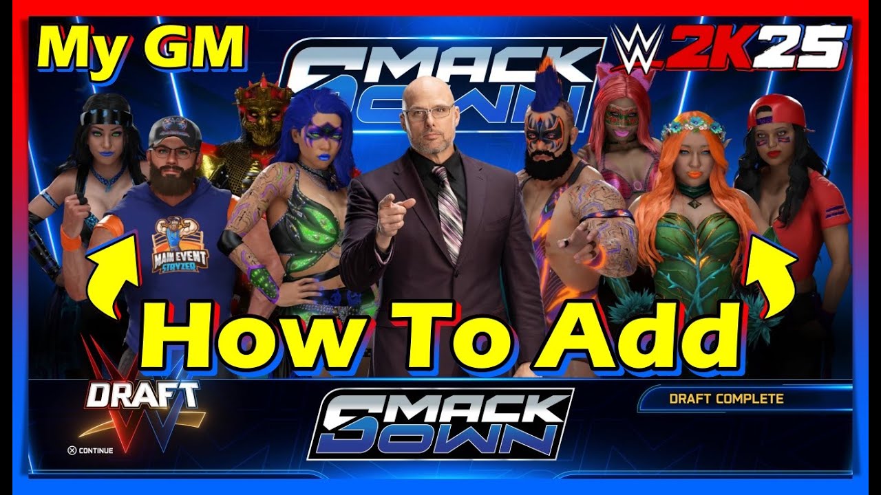 WWE 2K25 Как добавить созданных рестлеров в GM и настроить свой состав!