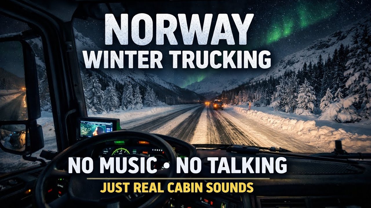 ASMR Truck Cabin Sounds | Winter Night Drive in Norway