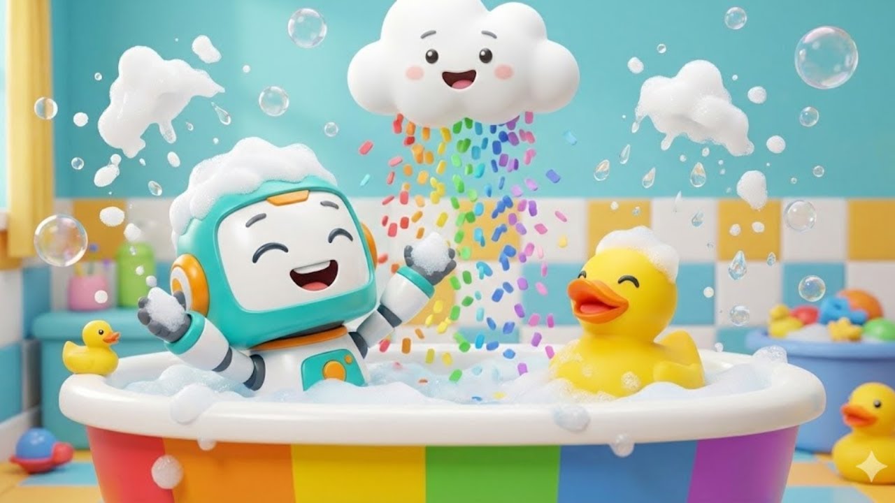 TCHIBUM! A Festa do Banho do Robô 🛁 Música Infantil Animada e Divertida 🦆