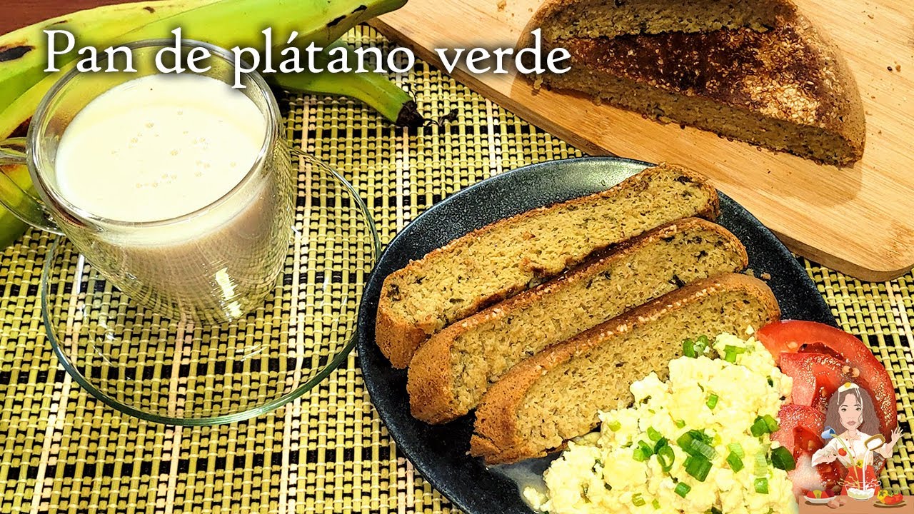 🚫Sin gluten 🍞 PAN DE PLÁTANO VERDE, DESAYUNO 🍞🍵COMPLETO😘👌