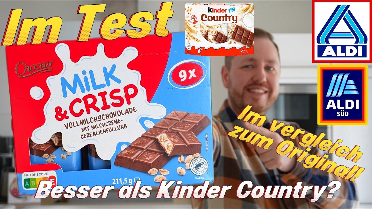 Aldi: Choceur Milk & Crisp gegen Kinder Country im Vergleichs Test