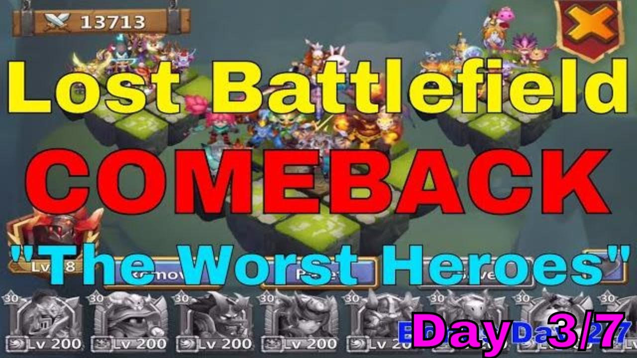 Castle Clash Lost Battlefield Comeback Using "The Worst Heroes" (Day 3/7)