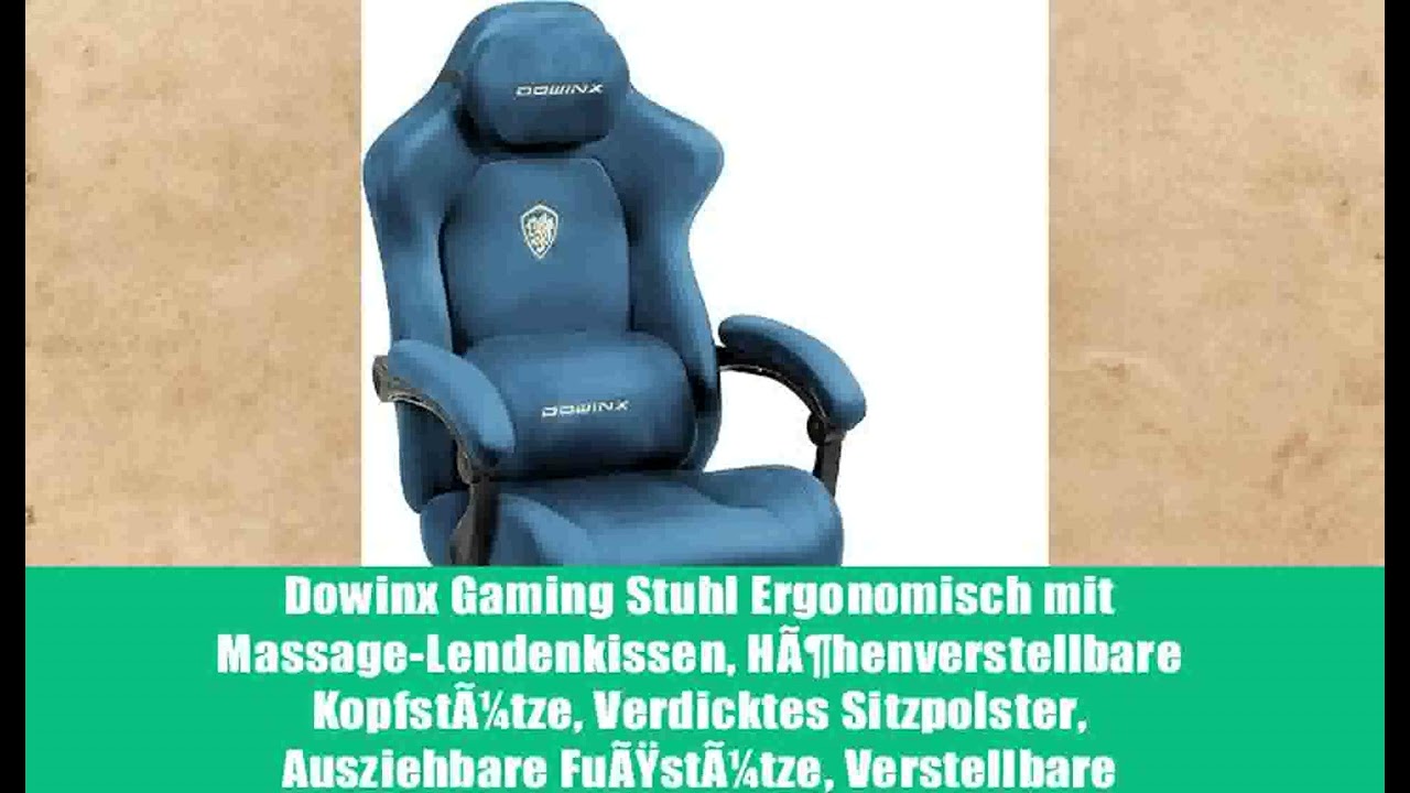 Dowinx Gaming Stuhl Ergonomisch mit Massage-Lendenkissen, HÃ¶henverstellbare KopfstÃ¼tze,