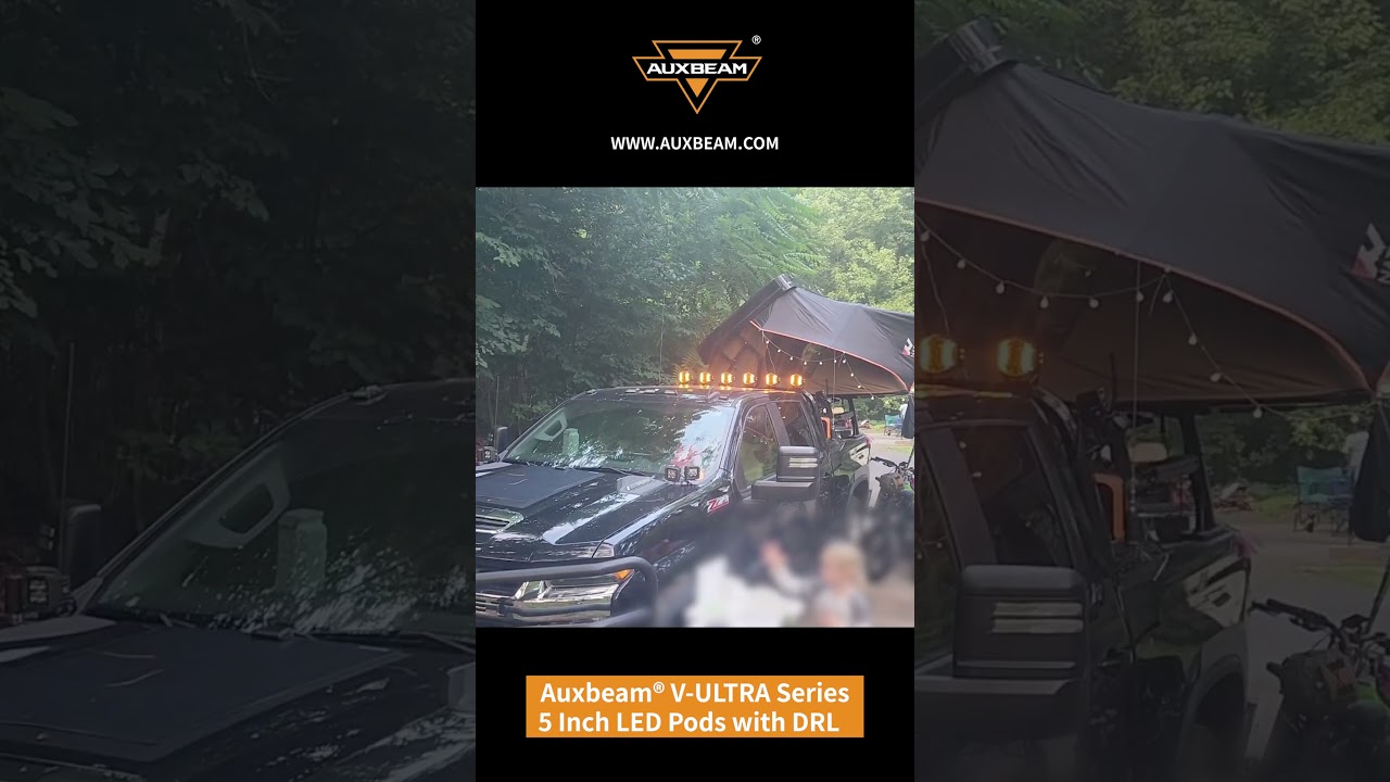Auxbeam&reg; V-ULTRA Series 5 Inch 172W LED Side Shooter Amber Pod Lights with Amber DRL